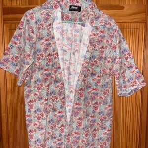 Vintage Impact Red, Blue & Beige Floral Button Shirt